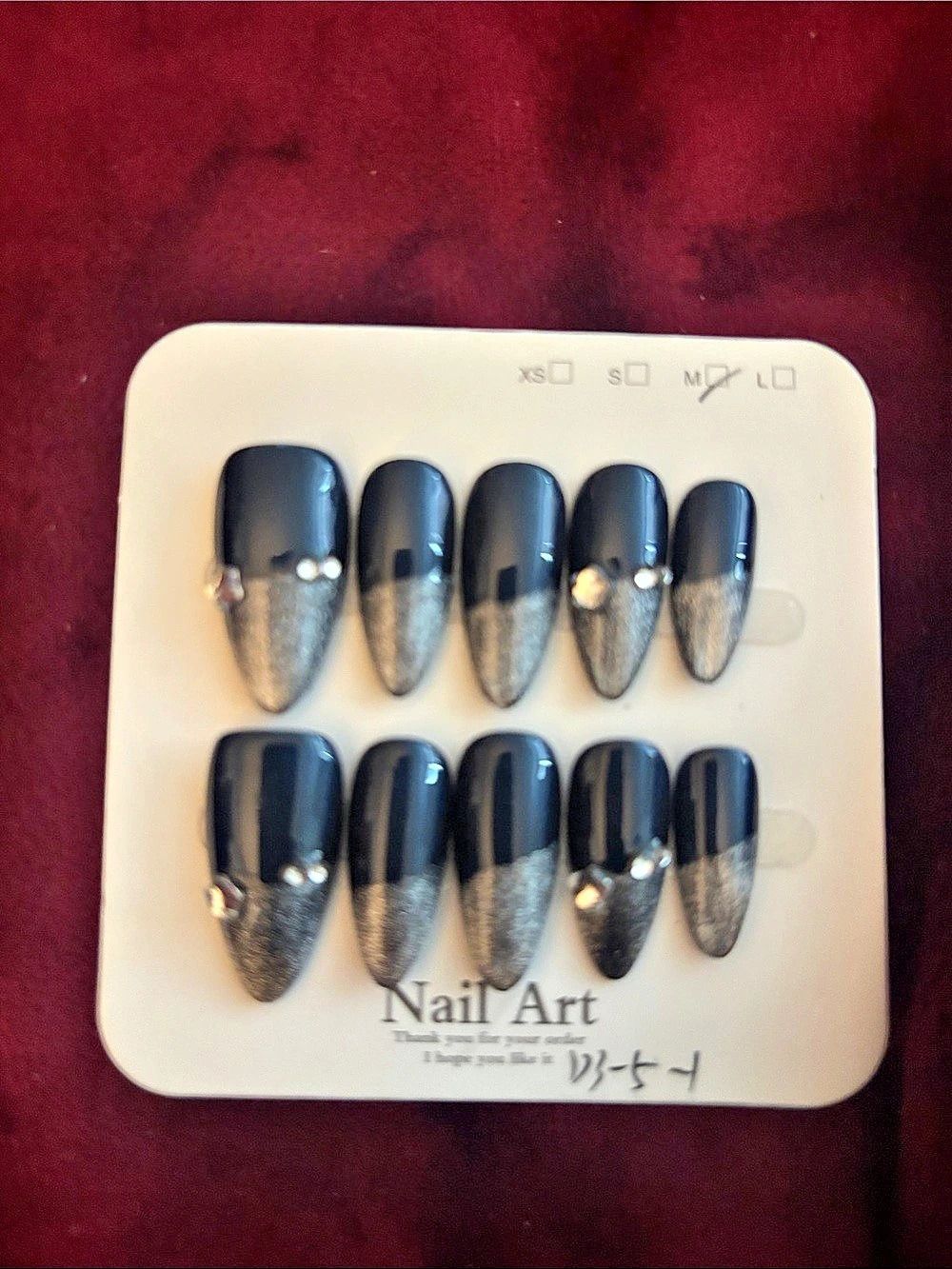 Black & Silver Geometric Press-On Nails